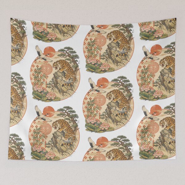 Item preview, Vintage Chinese Tiger Traditional Art designed and sold by Nacho Average Designs.