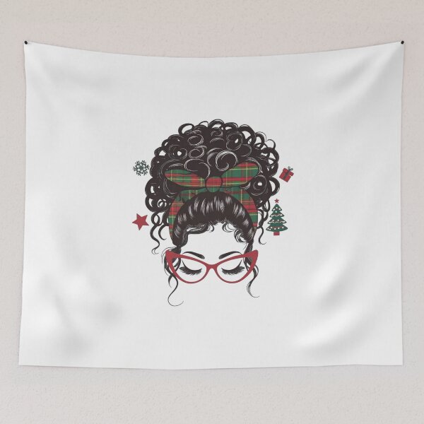 Item preview, Christmas Messy Bun With Plaid Green Red Banana designed and sold by dreamkaistudios.