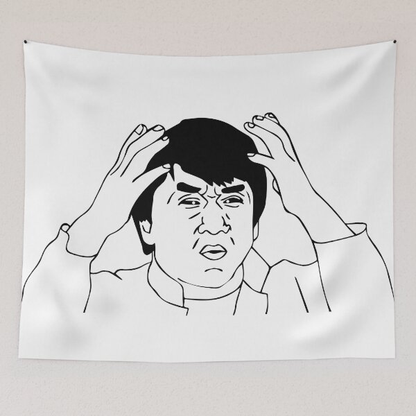 Item preview, Jackie Chan WTF Meme - Funny Black and White Clipart designed and sold by DGMaxShop.