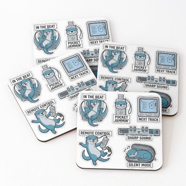 Item preview, Vintage Otter Earphone Sticker Pack - Retro 2000s Pocket Audio Puns designed and sold by SimpleP.