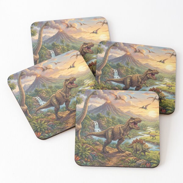 Item preview, Retro Rex Dinosaur World Jurassic Landscape Art designed and sold by ART ATTACK ZONE.