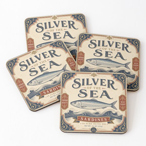 Item preview, Silver of the Sea Art Deco Sardine Label designed and sold by BoosterShop.
