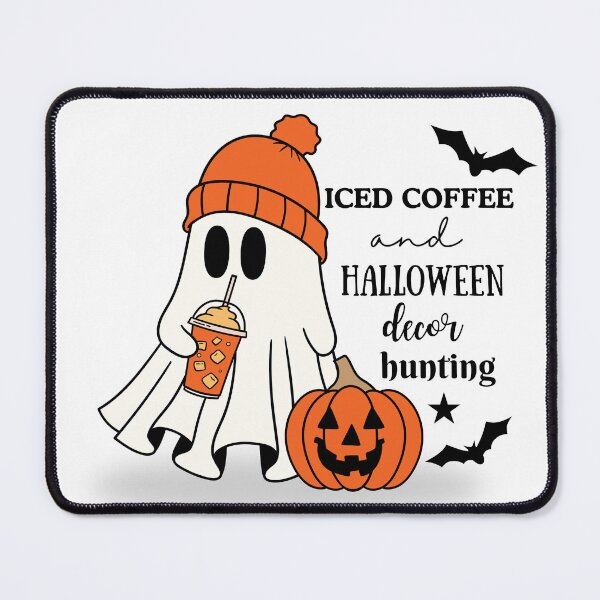 Aperçu de l'œuvre Café glacé et décorations d'Halloween à la chasse aux fantômes créée et vendue par AtTeeTime.