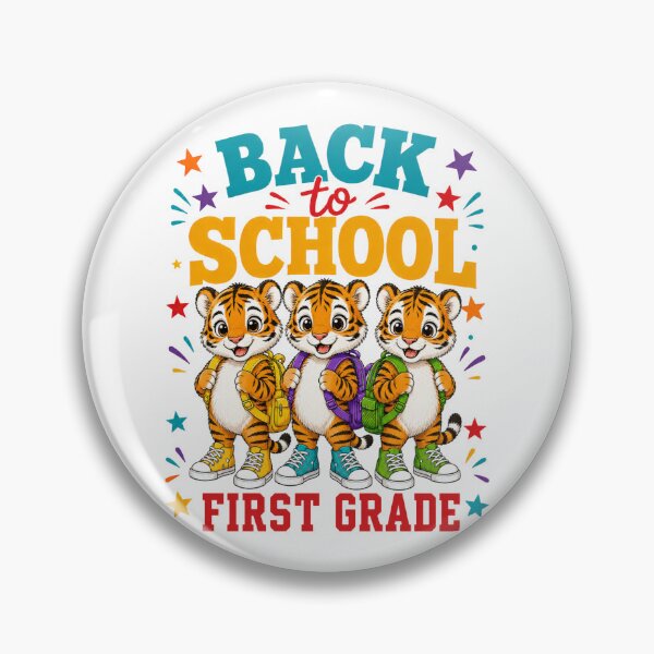 Item preview, Cute Tigers Back To School First Grade Retro designed and sold by ElcastDesigns.