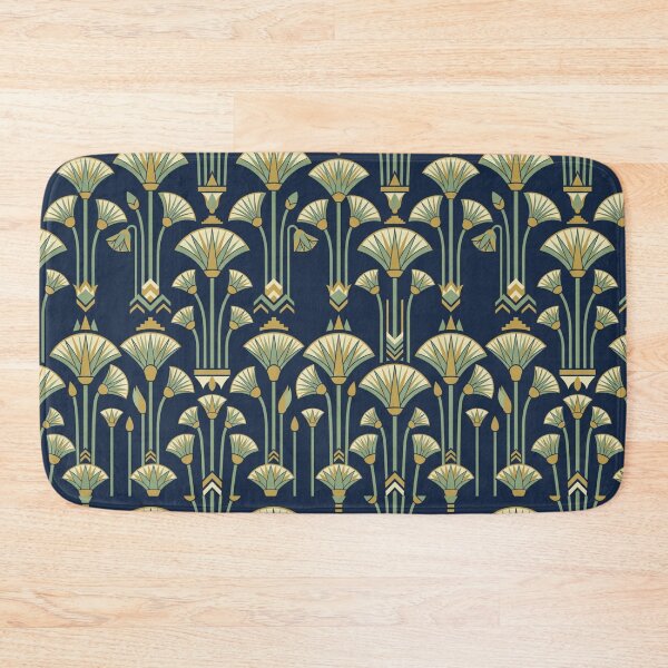 Item preview, Egyptian Papyrus Art Deco Navy Gold Seamless Pattern designed and sold by Inkworksbyshery.