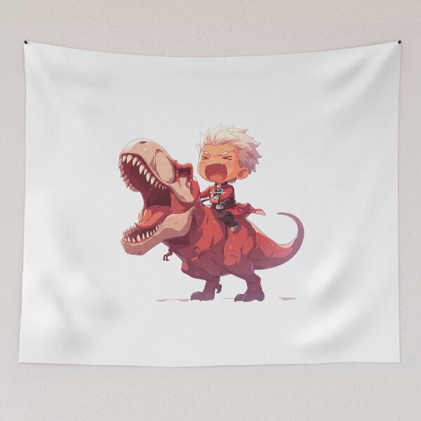 Item preview, Archer Fate Stay Night Red Chibi Dinosaur Adventure designed and sold by Dashsopaner.