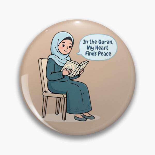 Item preview, In the Quran My Heart Finds Peace Cute Muslim Girl Reading Quran Sticker | Islamic Hijab Art Gift designed and sold by Noor_Creations.