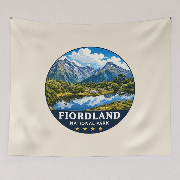 Item preview, Fiordland National Park New Zealand Vintage Fjord & Mountain Landscape designed and sold by Gideon Emmerich.