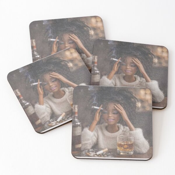 Item preview, Funny Stressed Doll Smoking Whiskey Meme Tired Mood designed and sold by Devilians92.