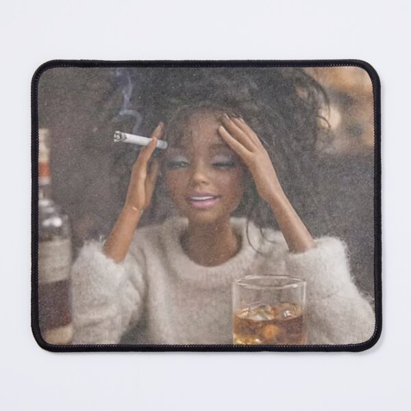 Item preview, Funny Stressed Doll Smoking Whiskey Meme Tired Mood designed and sold by Devilians92.