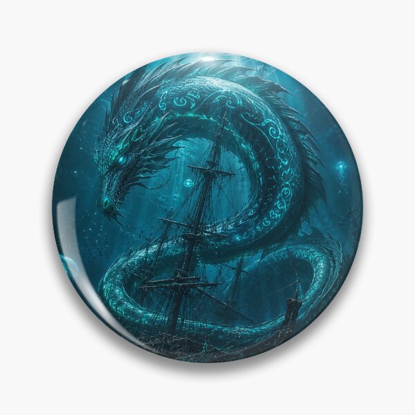 Item preview, Ancient Sea Serpent - Epic Fantasy Ocean Dragon & Sunken Ship Artwork designed and sold by DirtyGirlGraphics.