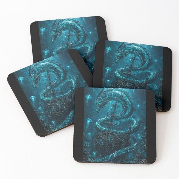 Item preview, Ancient Sea Serpent - Epic Fantasy Ocean Dragon & Sunken Ship Artwork designed and sold by DirtyGirlGraphics.