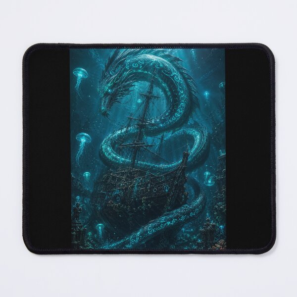 Item preview, Ancient Sea Serpent - Epic Fantasy Ocean Dragon & Sunken Ship Artwork designed and sold by DirtyGirlGraphics.