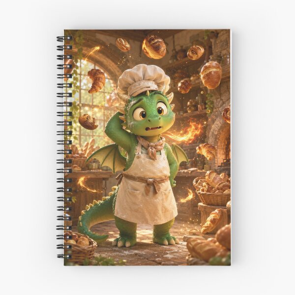 Item preview, Fresh Out of the Fire - Baby Dragon Bakery Cartoon Illustration designed and sold by SEIMEI2025.