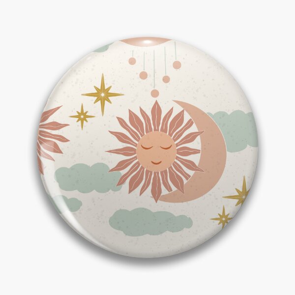 Item preview, Large Boho Celestial Sun Moon Clouds Dreamy Pastel Cosmic Pattern designed and sold by DColourMuse.