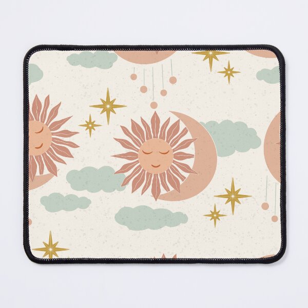 Item preview, Large Boho Celestial Sun Moon Clouds Dreamy Pastel Cosmic Pattern designed and sold by DColourMuse.