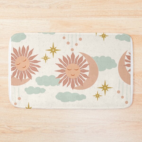 Item preview, Large Boho Celestial Sun Moon Clouds Dreamy Pastel Cosmic Pattern designed and sold by DColourMuse.