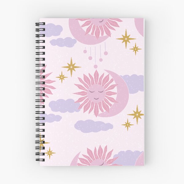 Item preview, Large Pink Celestial Sun Moon Lavender Clouds Dreamy Cosmic Pattern designed and sold by DColourMuse.