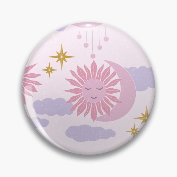 Item preview, Large Pink Celestial Sun Moon Lavender Clouds Dreamy Cosmic Pattern designed and sold by DColourMuse.