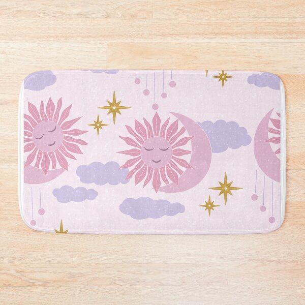 Item preview, Large Pink Celestial Sun Moon Lavender Clouds Dreamy Cosmic Pattern designed and sold by DColourMuse.