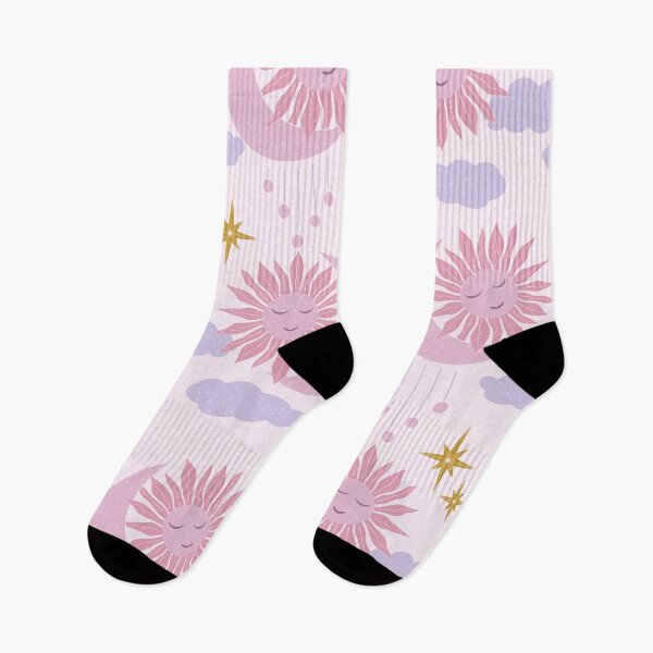 Item preview, Large Pink Celestial Sun Moon Lavender Clouds Dreamy Cosmic Pattern designed and sold by DColourMuse.