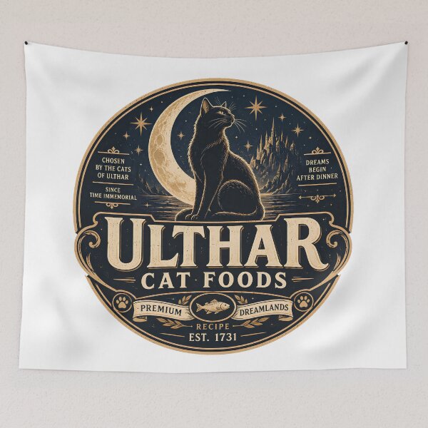 Item preview, Ulthar Cat Foods | Vintage Dreamlands Cat Food Brand | H.P. Lovecraft Inspired Retro Logo designed and sold by Extravanganzza.