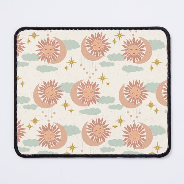 Item preview, Medium Boho Celestial Sun Moon Clouds Dreamy Pastel Cosmic Pattern designed and sold by DColourMuse.