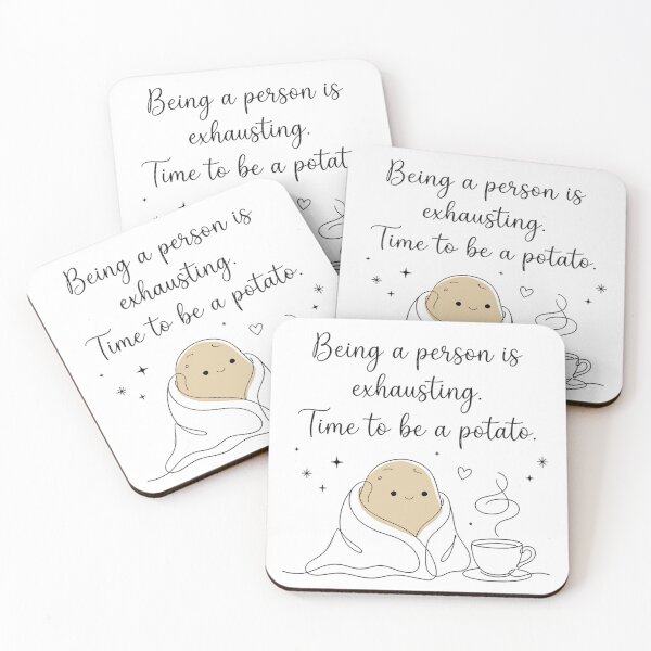 Item preview, Being a Person Is Exhausting Time to Be a Potato, Cute Potato One Line Art designed and sold by Nitta Studio.