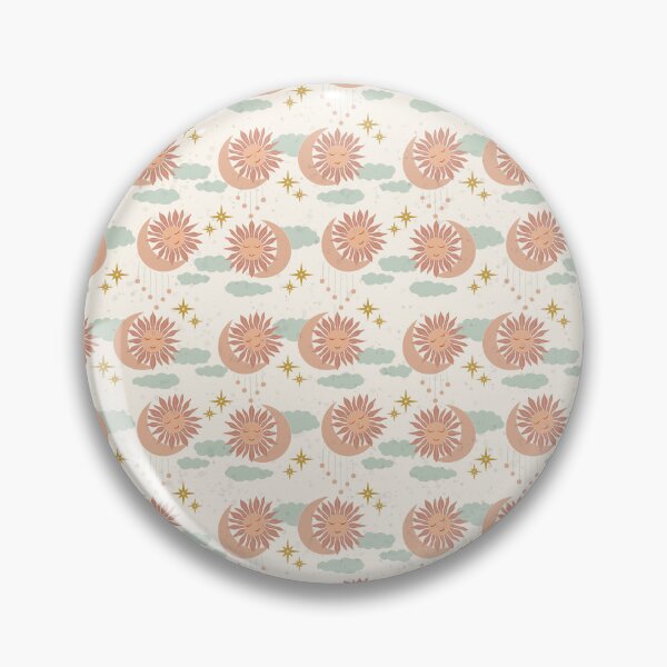 Item preview, Small Boho Celestial Sun Moon Clouds Dreamy Pastel Cosmic Pattern designed and sold by DColourMuse.