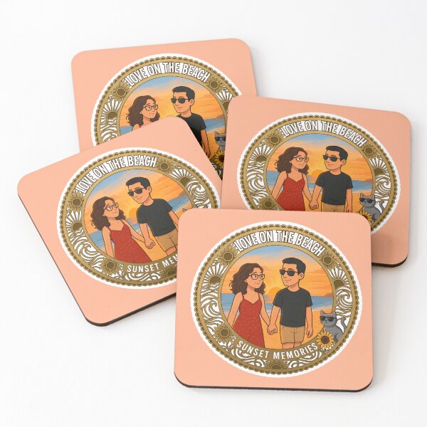 Item preview, Love on the Beach Sunset Memories Retro Art designed and sold by mimiartes.