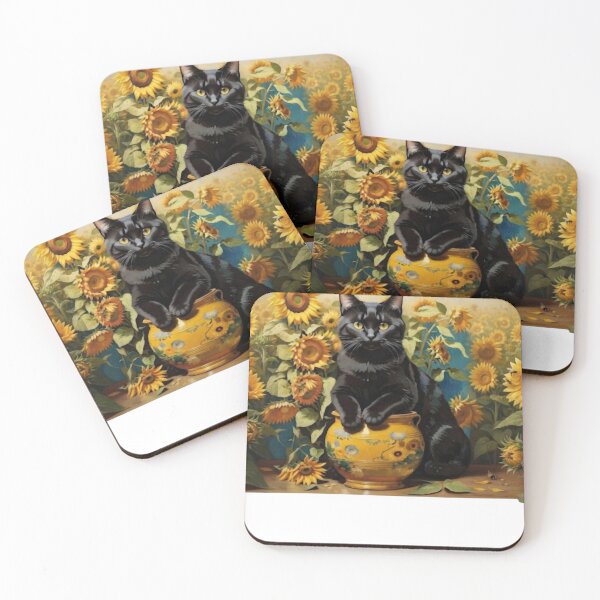 Item preview, Curious Black Cat on Sunflower Pot designed and sold by Francisco125.