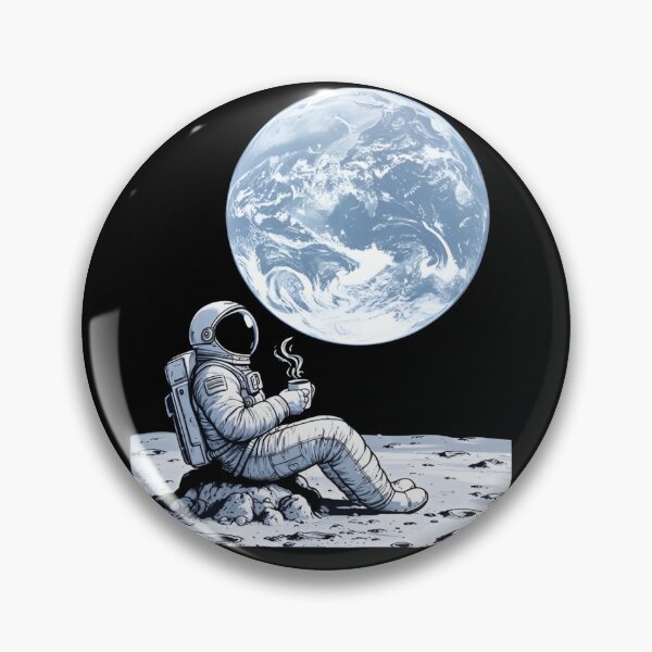 Item preview, Astronaut Drinking Coffee on the Moon, Earth View Space Lover, Cosmic Coffee designed and sold by Zizo-DR44.