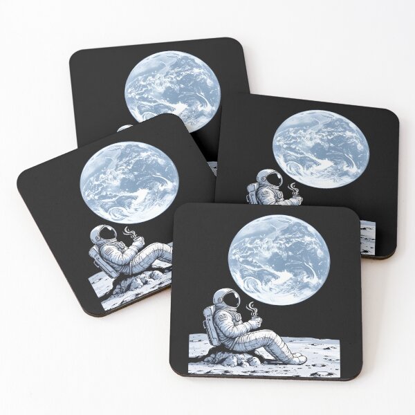Item preview, Astronaut Drinking Coffee on the Moon, Earth View Space Lover, Cosmic Coffee designed and sold by Zizo-DR44.