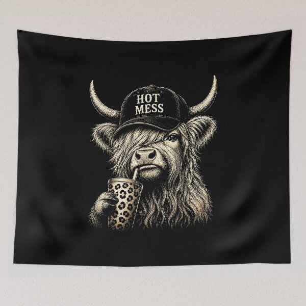 Item preview, Hot Mess Highland Cow designed and sold by lolayart.