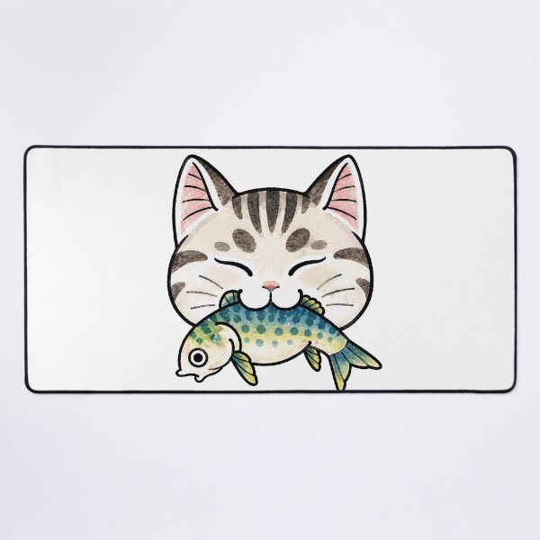 Item preview, Cute Cat Eating Fish Kawaii Sticker designed and sold by HoloHugDesigns.
