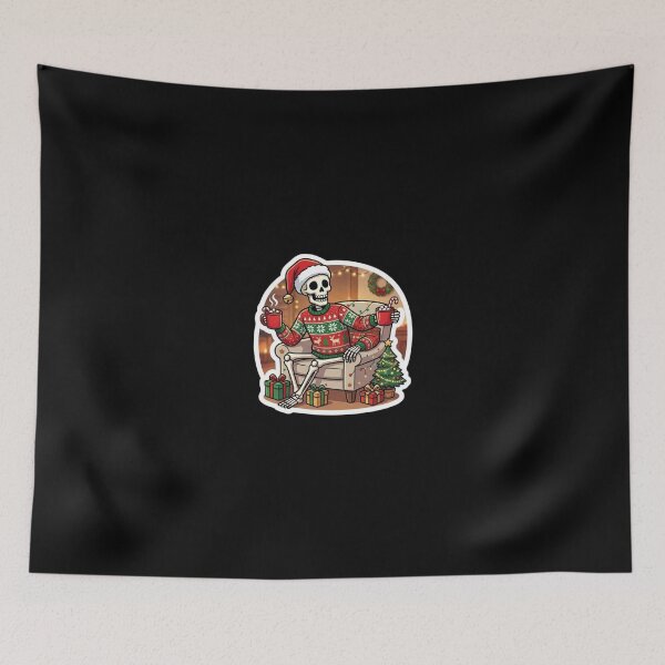 Item preview, Dead Inside But Cozy Vibes - Funny Skeleton Christmas Sweater Sticker designed and sold by Amituniqart.