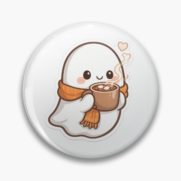 Item preview, Cute Ghost Drinking Hot Cocoa Sticker | Cozy Kawaii Autumn Ghost designed and sold by aydidi.