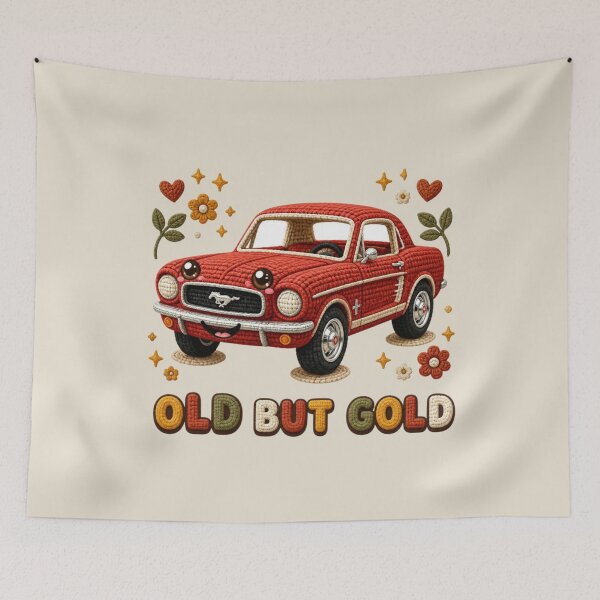 Item preview, Cute Crochet Ford Mustang Old But Gold Classic Car Design designed and sold by Panom Suavichien.