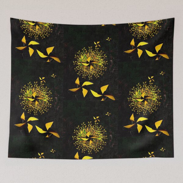 Item preview, Yellow Pinwheels in the Dark – Mystical Geometric Illusion designed and sold by MAMA.art.Rio <Marsailhe_Milward>.