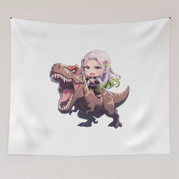 Item preview, Daki Demon Slayer Kawaii Chibi Dinosaur Rampage designed and sold by Dashsopaner.