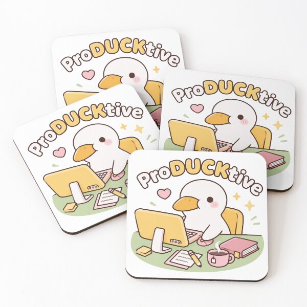Item preview, Productive Duck Working at Desk designed and sold by HoloHugDesigns.