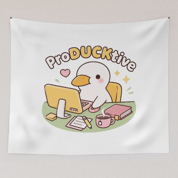 Item preview, Productive Duck Working at Desk designed and sold by HoloHugDesigns.