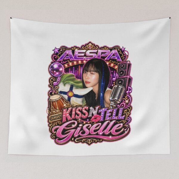Item preview, aespa Giselle retro Y2K blue off-shoulder fit graphic designed and sold by Valereekmerch.