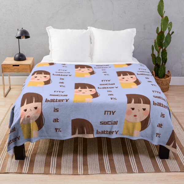 Item preview, My Social Battery Is At 1 Percent Introvert Girl Illustration designed and sold by Artemis & Woven Collective.