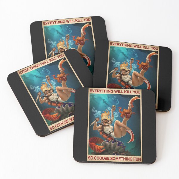 Item preview, Everything Will Kill You So Choose Something Fun Scuba Diving Vintage Poster "Live Dangerously" Ocean Adventure Pin Up Wall Art designed and sold by CanvasFuse.
