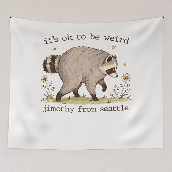 Item preview, It's Ok To Be Weird Raccoon Viral Jimothy Feral Panda Meme designed and sold by Apparel-Vortex.
