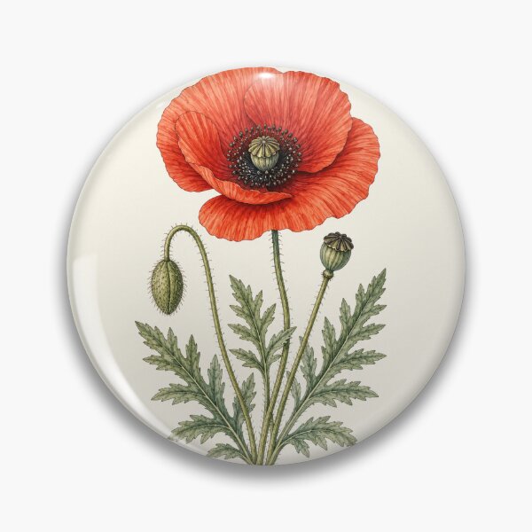 Item preview, Red Poppy Botanical Illustration | Vintage Scientific Watercolor Wall Art designed and sold by PresMatPlays.