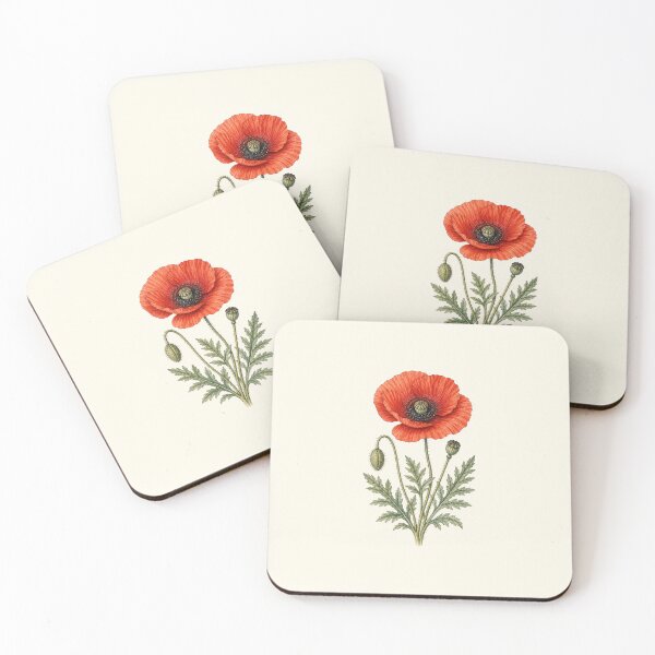 Item preview, Red Poppy Botanical Illustration | Vintage Scientific Watercolor Wall Art designed and sold by PresMatPlays.