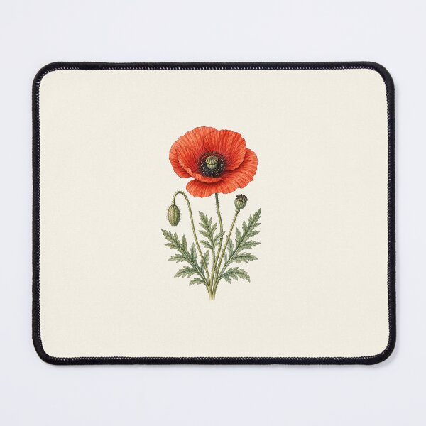 Item preview, Red Poppy Botanical Illustration | Vintage Scientific Watercolor Wall Art designed and sold by PresMatPlays.