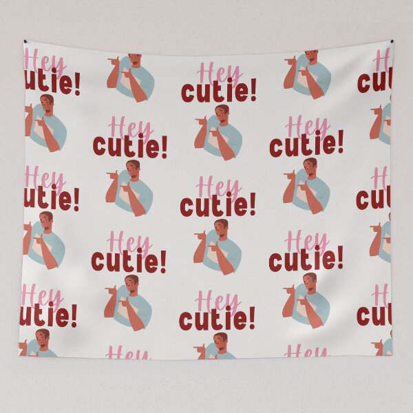 Item preview, Hey Cutie Funny Flirty Winking Guy Typography Illustration designed and sold by Artemis & Woven Collective.